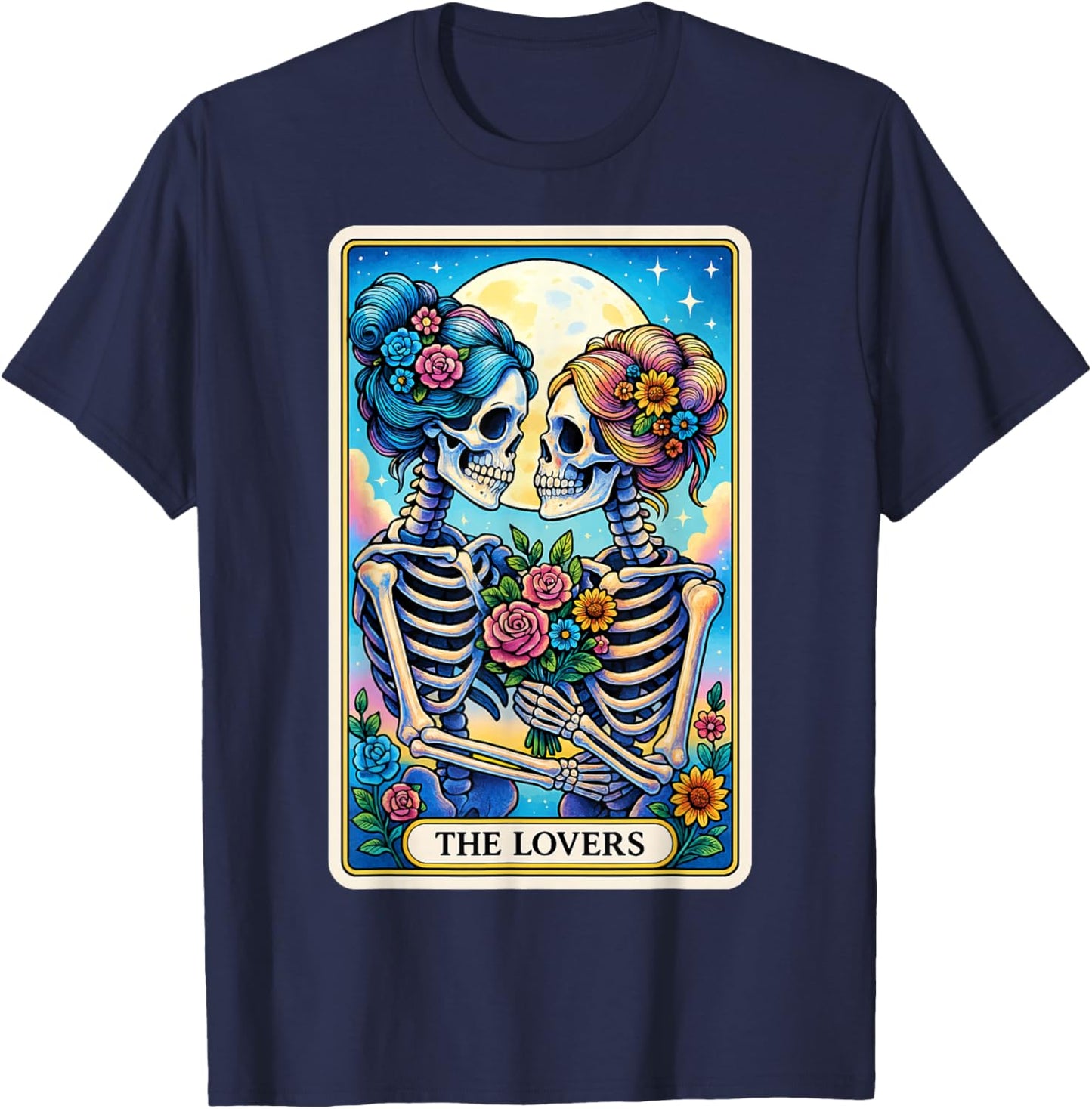 The Lovers Lesbian Tarot Card T-Shirt - T-Shirt | Navy