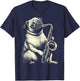 Cute Pug Playing Saxophone Player Funny Jazz Musician Dog T-Shirt - T-Shirt | Navy