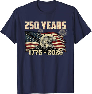 Patriotic Bald Eagle Flag 250 Years 1776-2026 250th Birthday T-Shirt - T-Shirt | Navy
