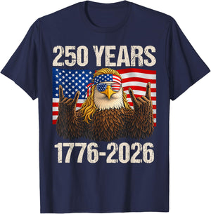 250 Years Eagle American Flag 1776-2026 4th of July T-Shirt - T-Shirt | Navy