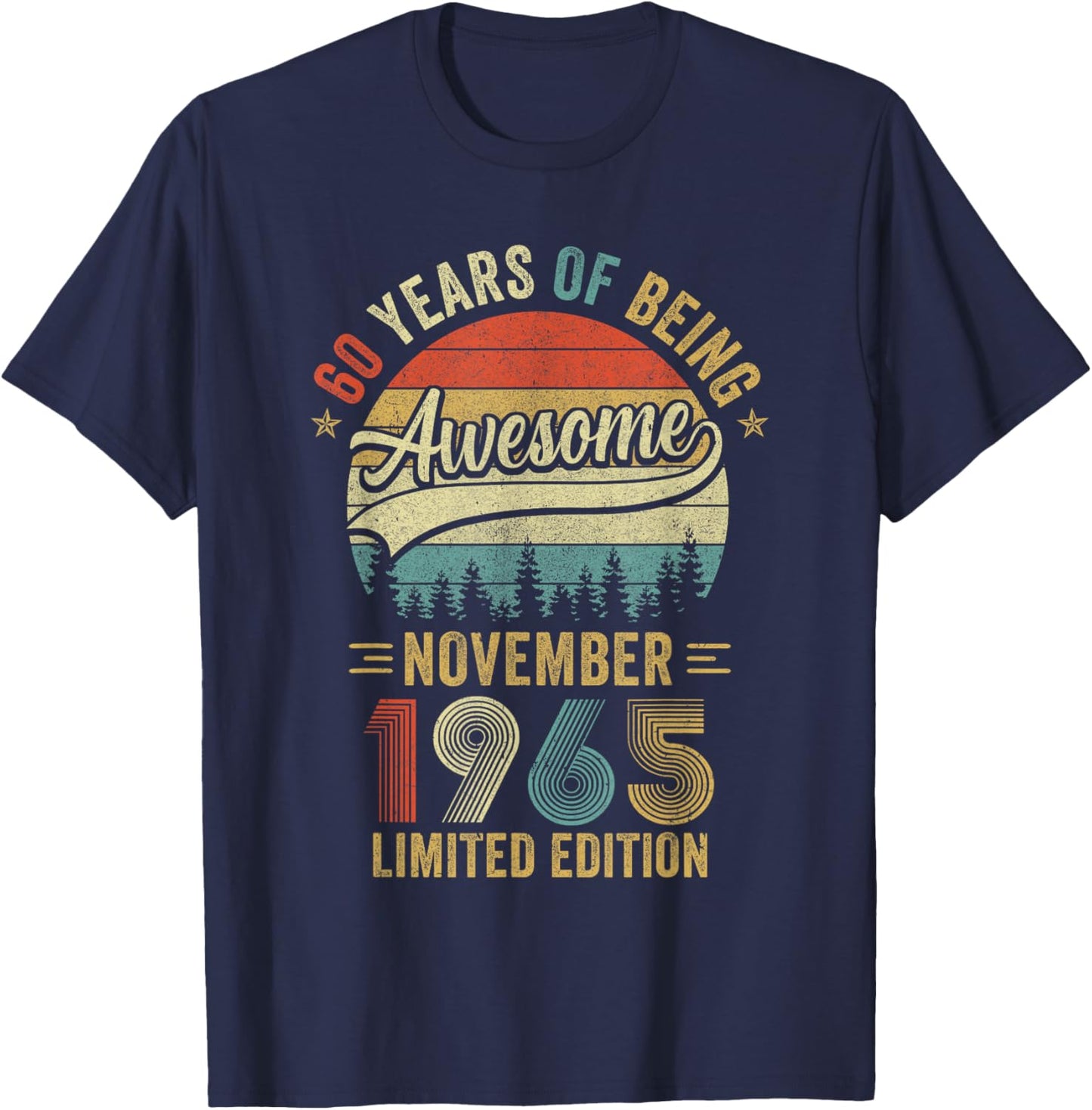 Vintage November 1965 Old 60Th Birthday Men Women T-Shirt - T-Shirt | Navy