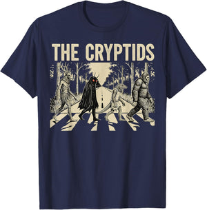 The Cryptids Funny Bigfoot Mothman Monster Halloween Graphic T-Shirt - T-Shirt | Navy