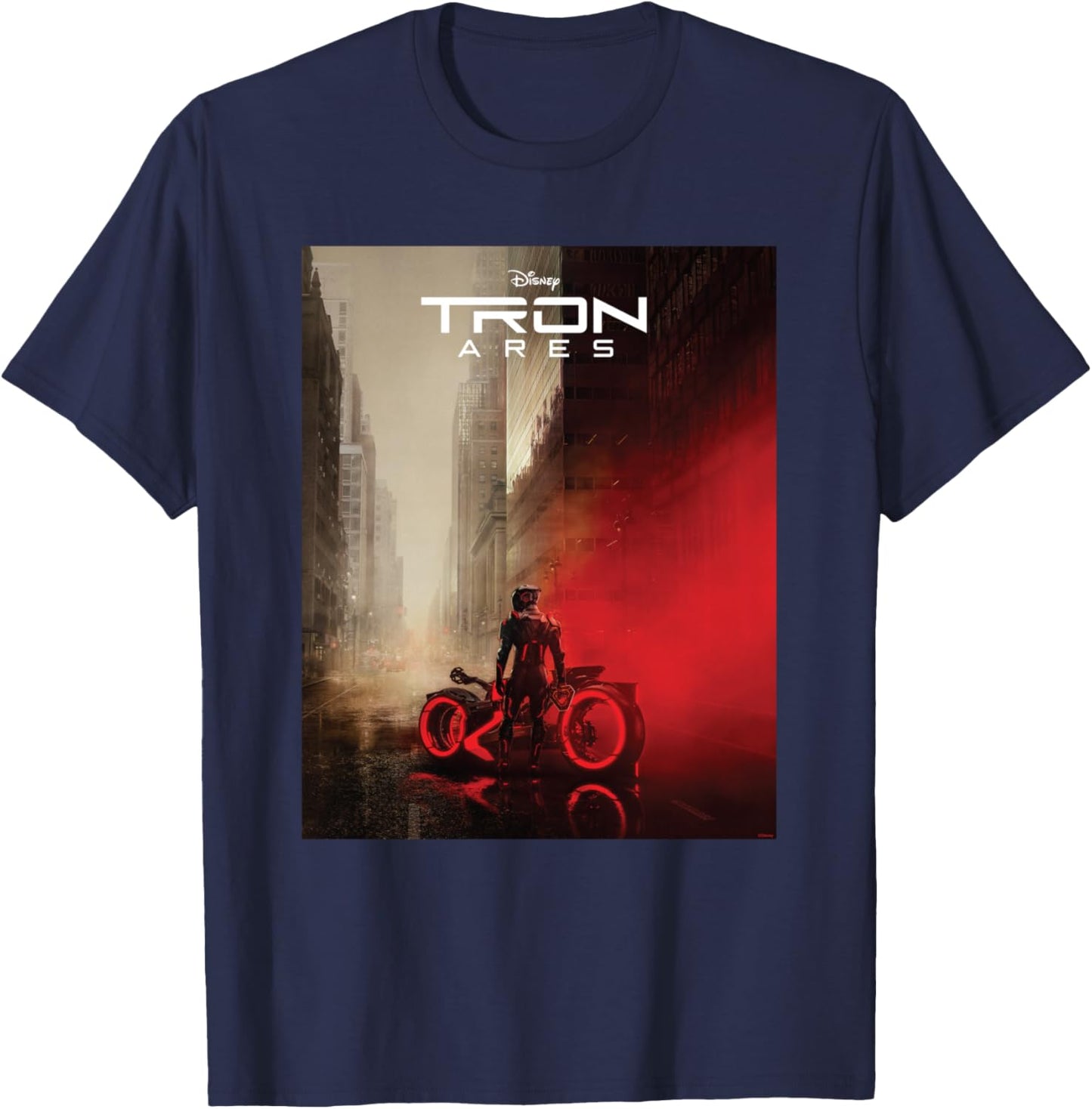 Disney TRON: Ares Lightcycle City Official Movie Poster Art T-Shirt - T-Shirt | Navy
