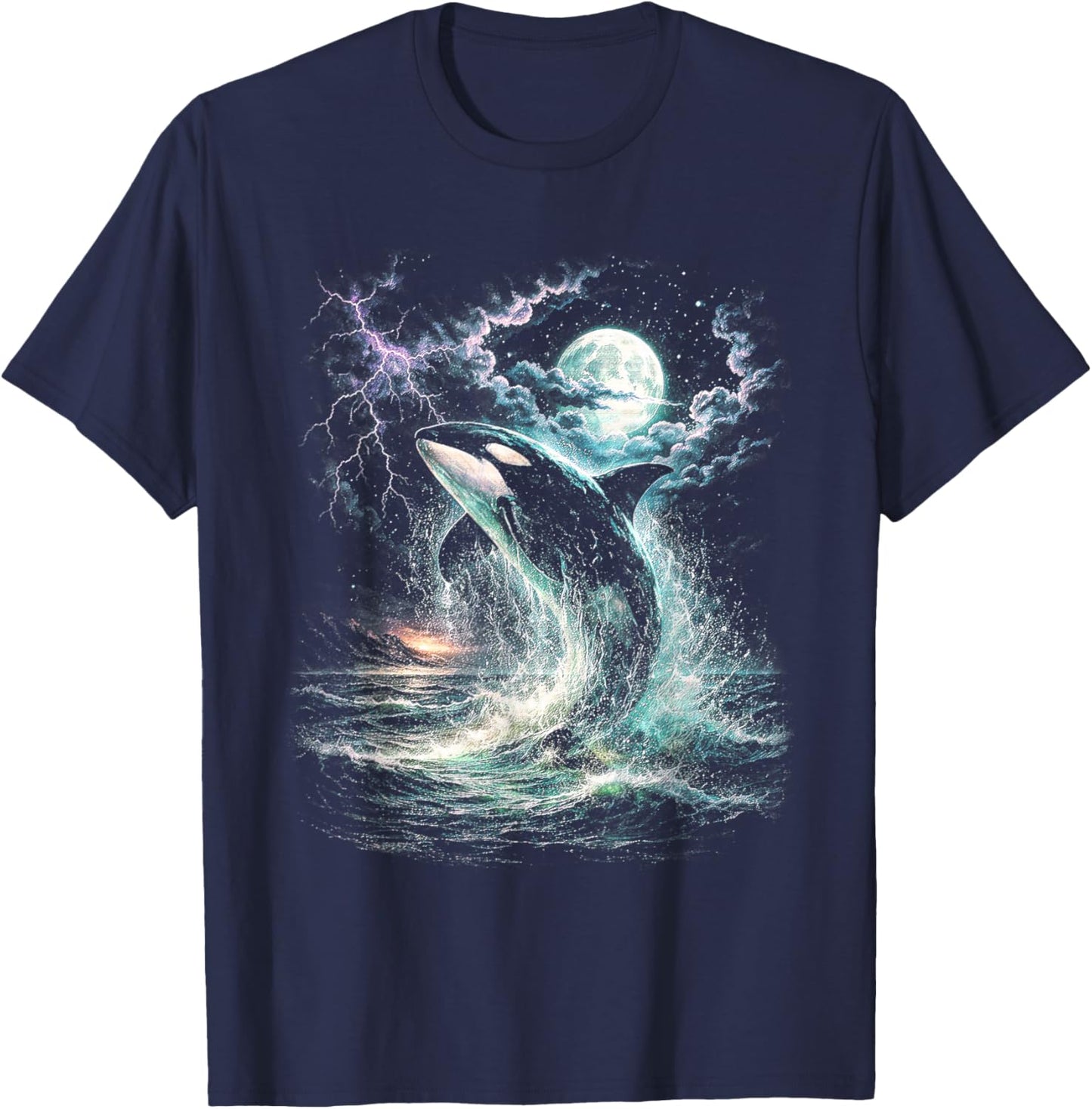 Vintage Orca Midnight 90s Graphic Retro Whale Ocean Wildlife T-Shirt - T-Shirt | Navy