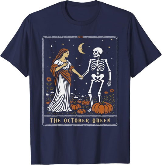 The October Queen Tarot Card Halloween Spooky Season T-Shirt - T-Shirt | Navy