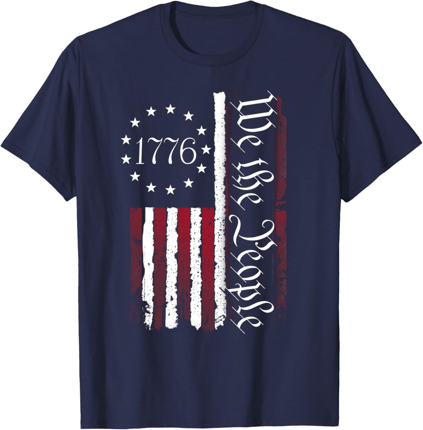1776 Betsy Ross Flag 13-Star Ring Vintage USA Flag T-Shirt - T-Shirt | Navy
