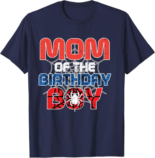 Mom of Birthday Boy Spider Bday Party Family Matching Women T-Shirt - T-Shirt | Navy