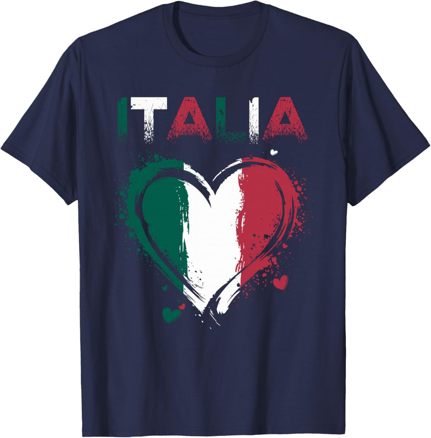 Vintage Italia Italian Flag Heart For Italy Men Women Kids T-Shirt - T-Shirt | Navy