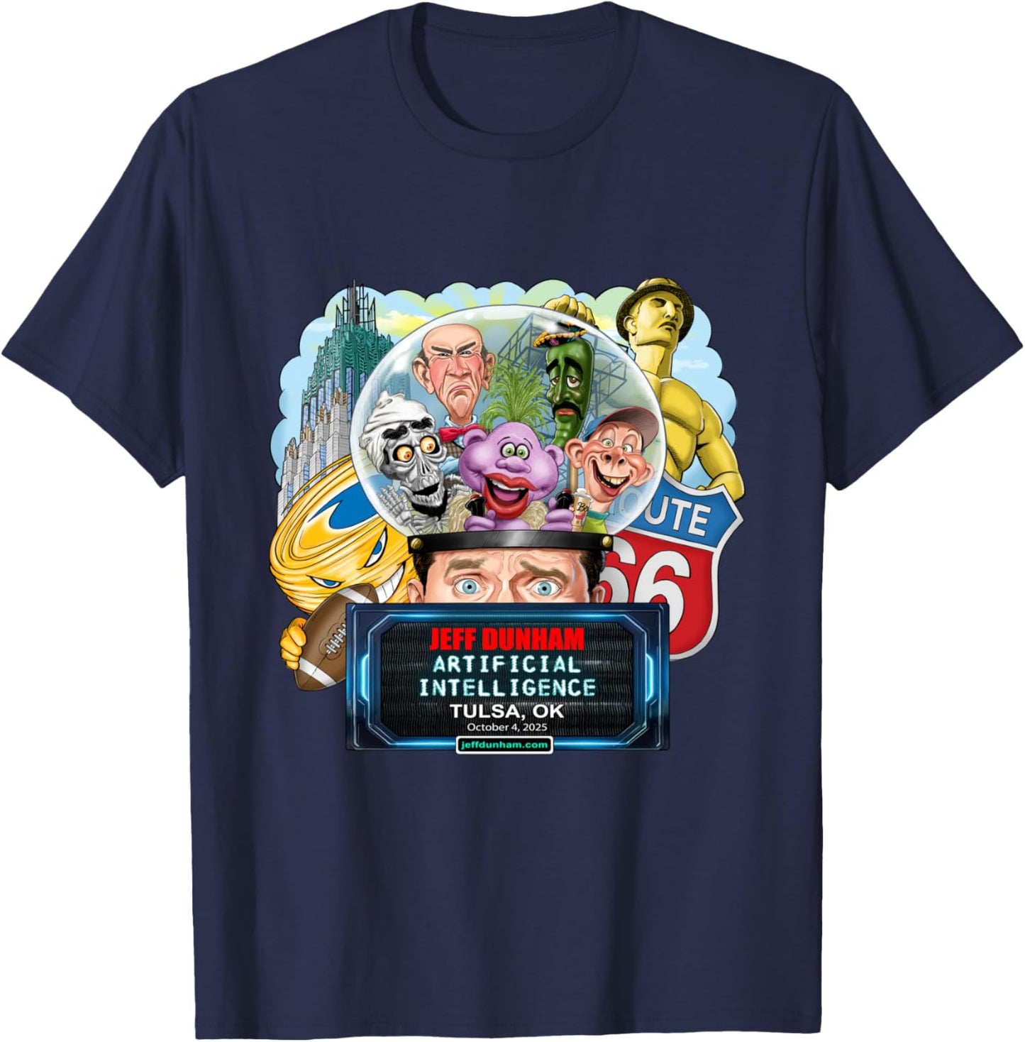 Jeff Dunham Tulsa, OK (2025) T-Shirt - T-Shirt | Navy