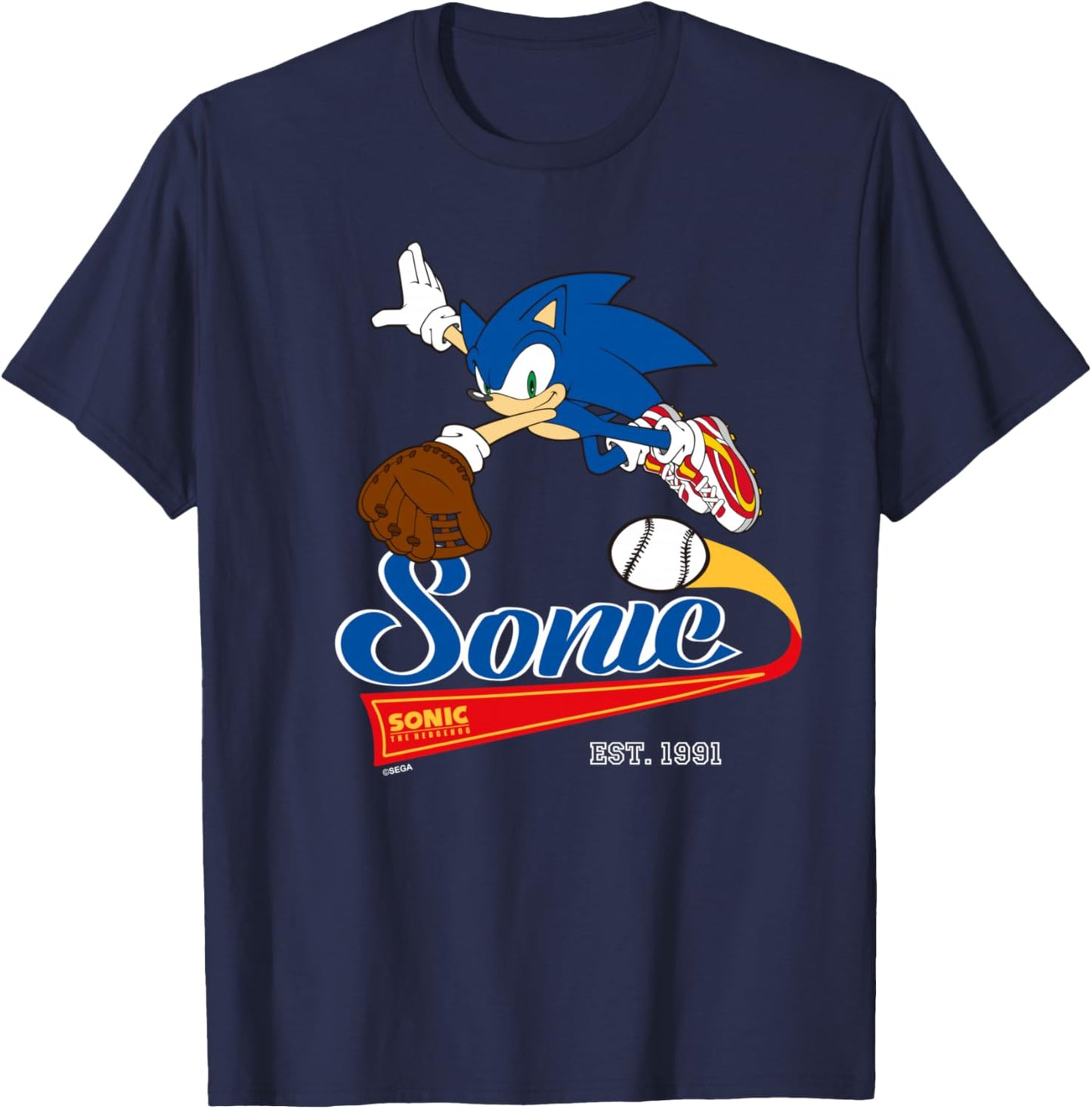 Sonic the Hedgehog - Sonic Baseball Est. 1991 T-Shirt - T-Shirt | Navy