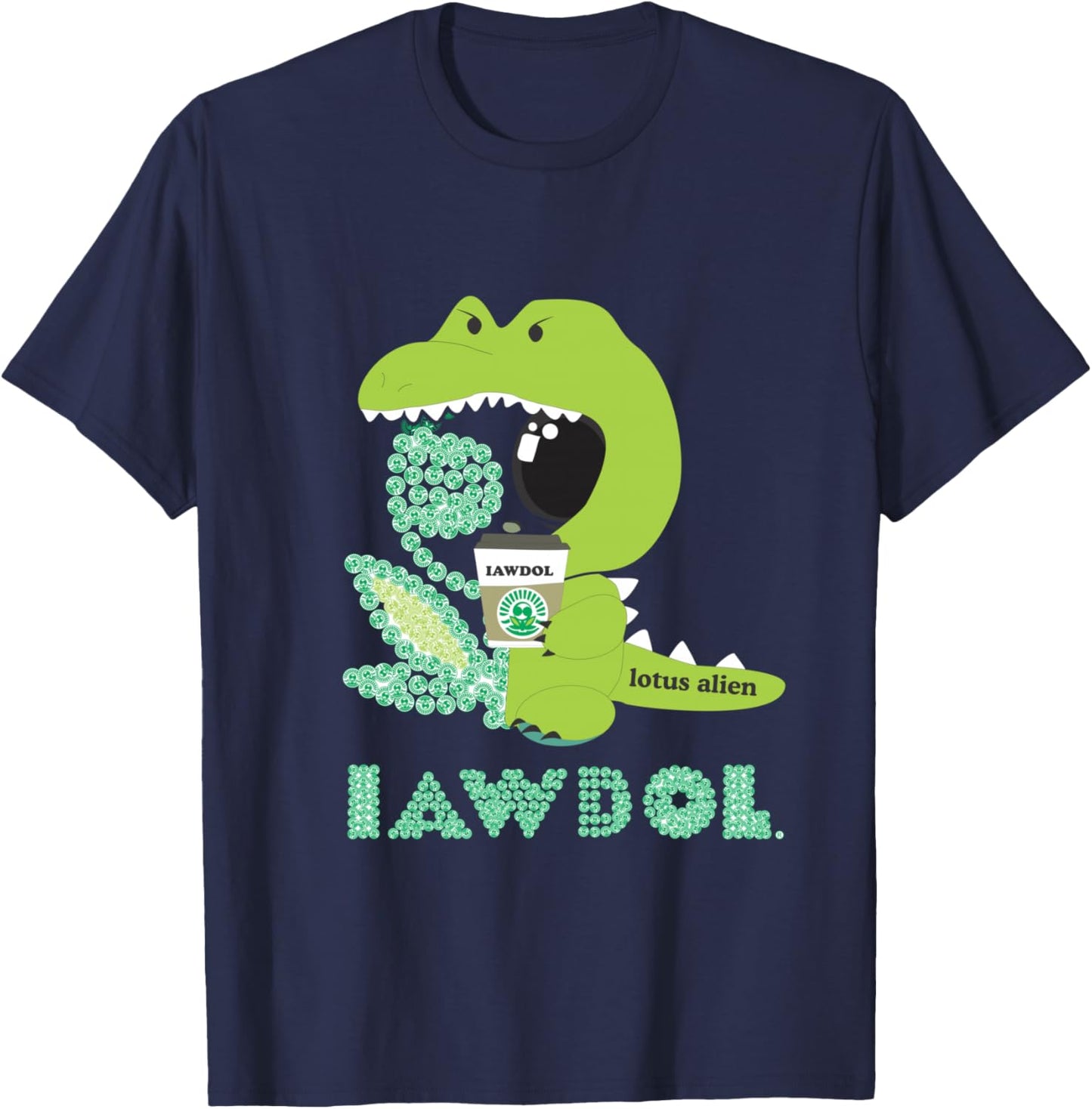 Lotus alien made with IAWDOL logos T-Shirt - T-Shirt | Navy