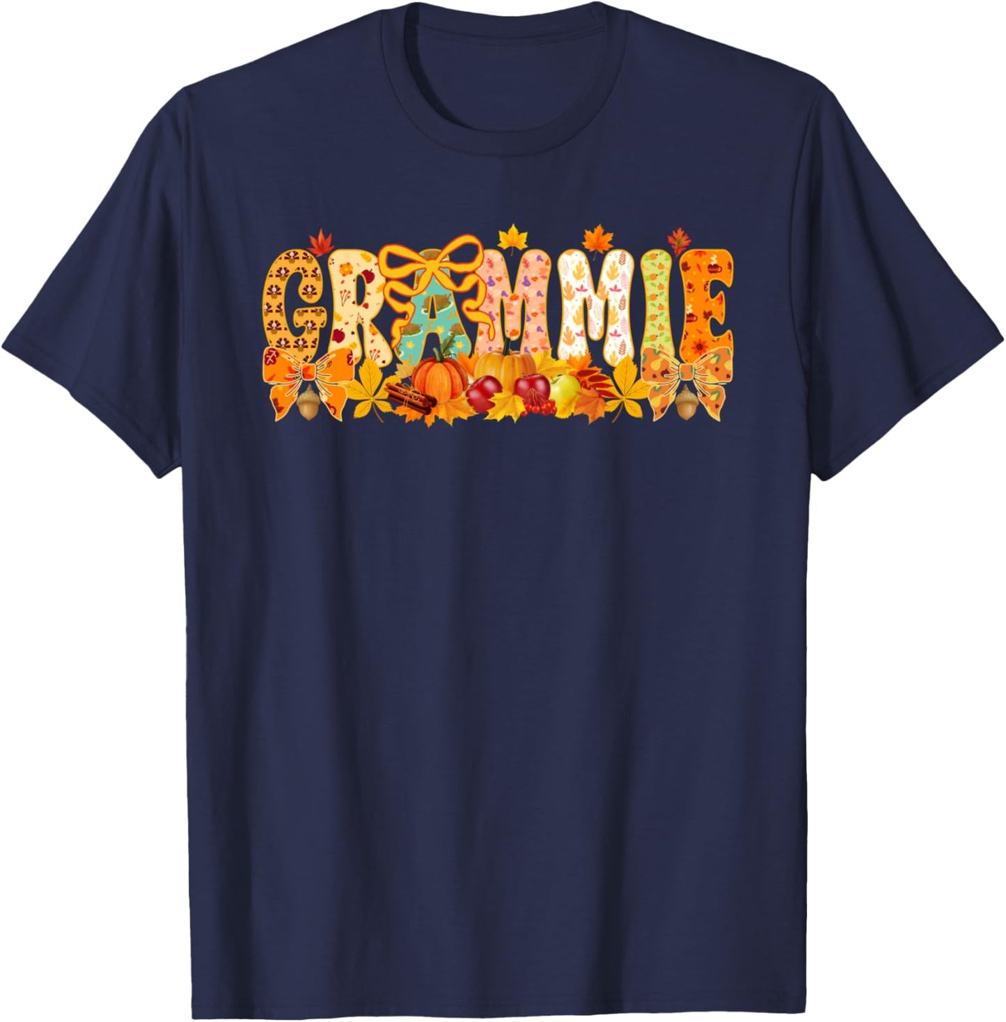 Grammie Pumpkin Funny Fall Autumn Thanksgiving Grandma T-Shirt - T-Shirt | Navy