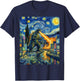 Kaiju Monster Japanese Vangogh starrynight City Vintage T-Shirt - T-Shirt | Navy
