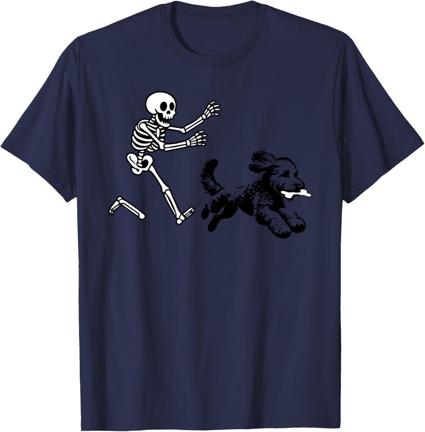 funny doodle running Skeleton halloween T-Shirt - T-Shirt | Navy