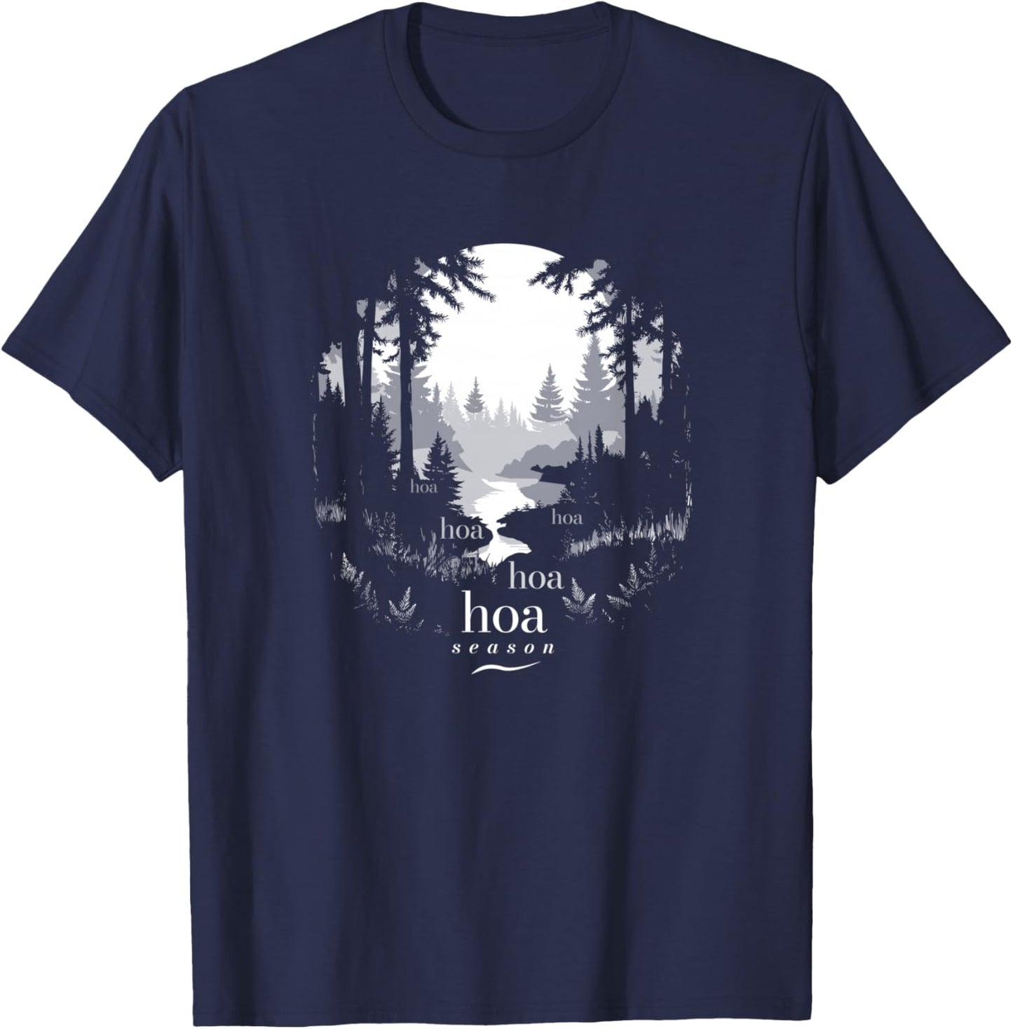Hoa Hoa Hoa Hoa Hoa Season Autumn Fall Forest Trendy Graphic T-Shirt - T-Shirt | Navy