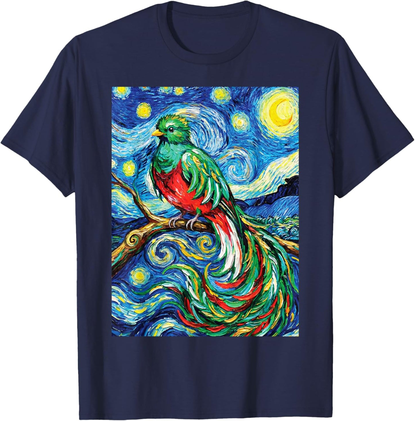 Quetzal Starry Night Van Gogh Style Guatemala T-Shirt - T-Shirt | Navy