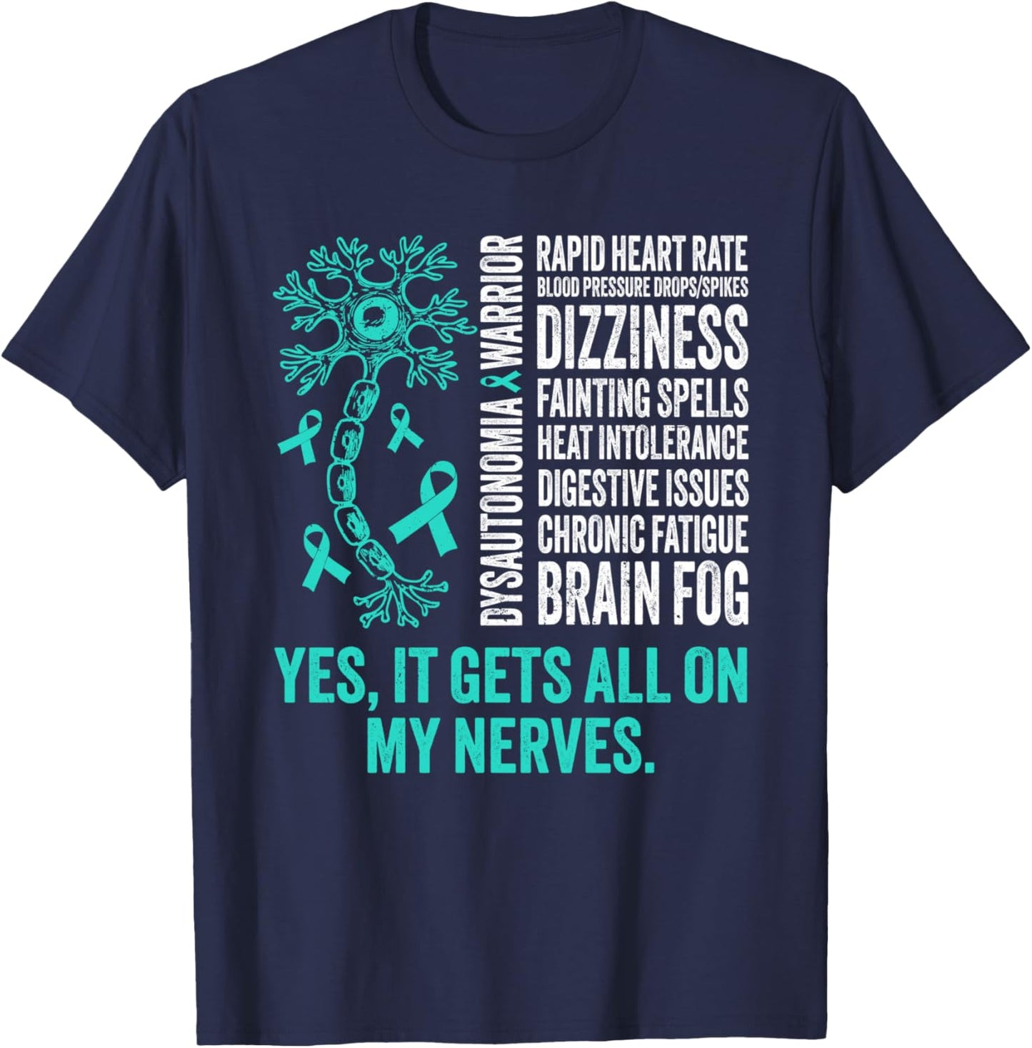 Dysautonomia Warrior Dysautonomy Awareness Pots Warrior T-Shirt - T-Shirt | Navy