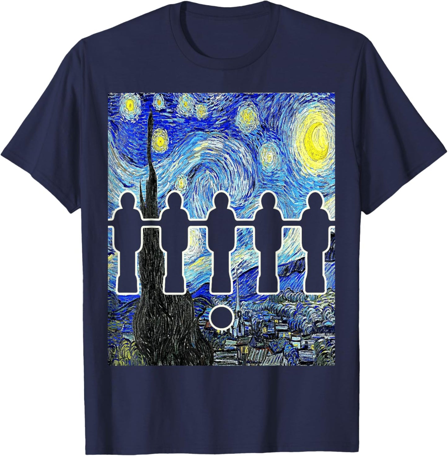 Foosball Starry Night Table Soccer Van Gogh Funny T-Shirt - T-Shirt | Navy