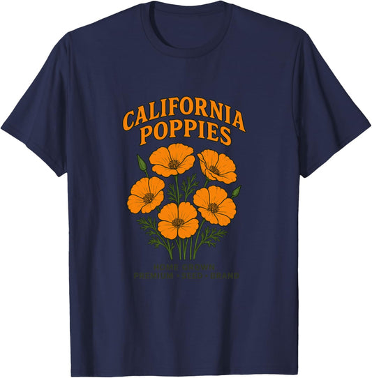 Poppies Floral Poppy T-Shirt - T-Shirt | Navy