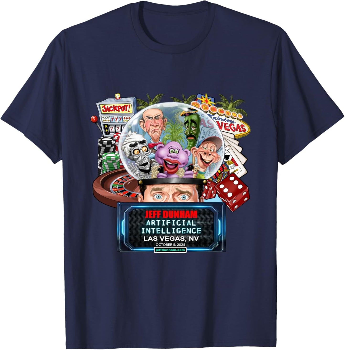Jeff Dunham Las Vegas, NV (2025) T-Shirt - T-Shirt | Navy