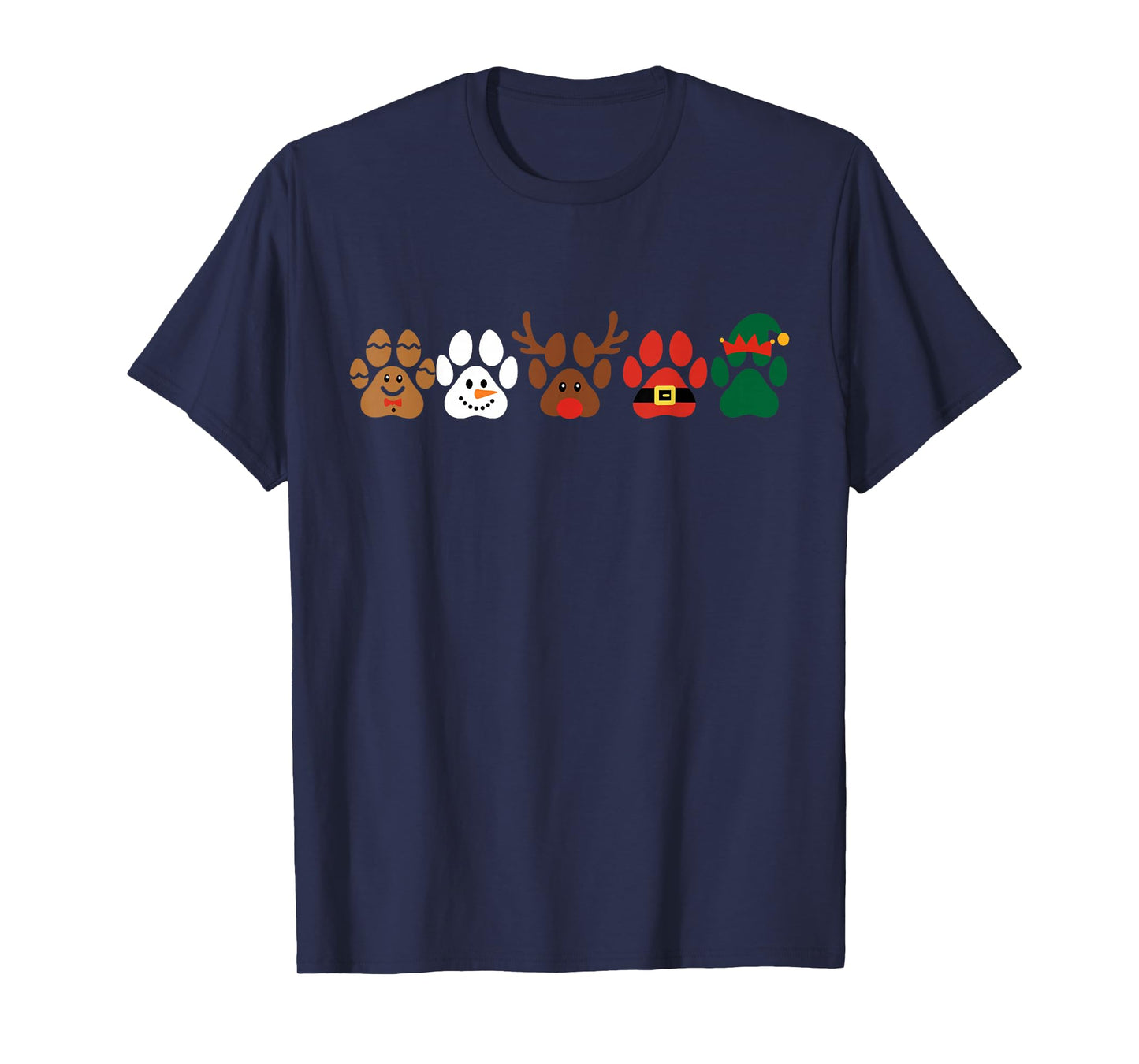 Cute Dog Paw Print Santa Elf Christmas Character Holiday T-Shirt