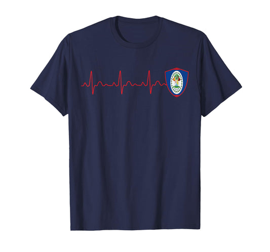 Belize Flag Heartbeat EKG Patriotic National T-Shirt