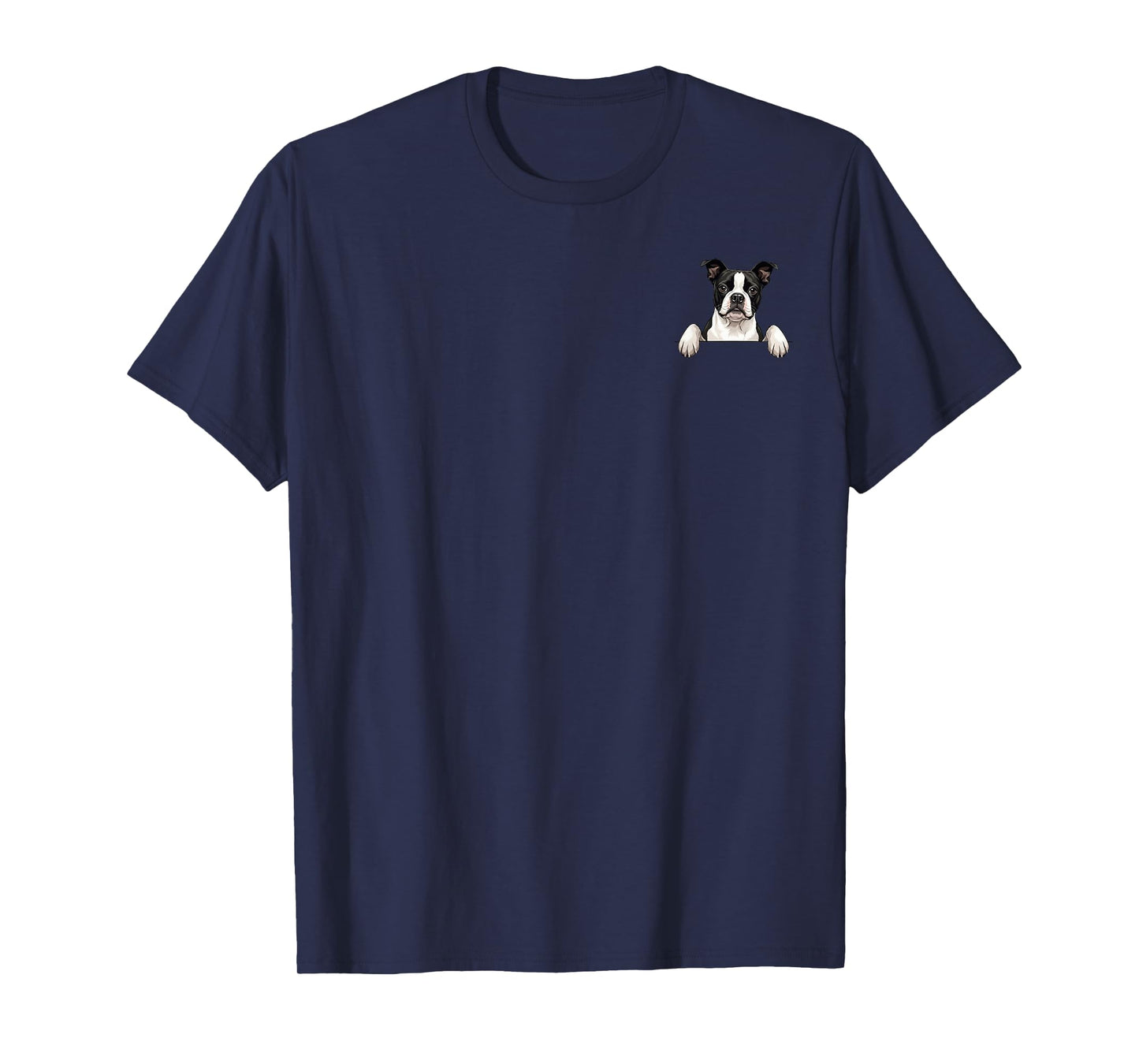Cute Peeking Boston Terrier Pocket Puppy Dog Lover T-Shirt