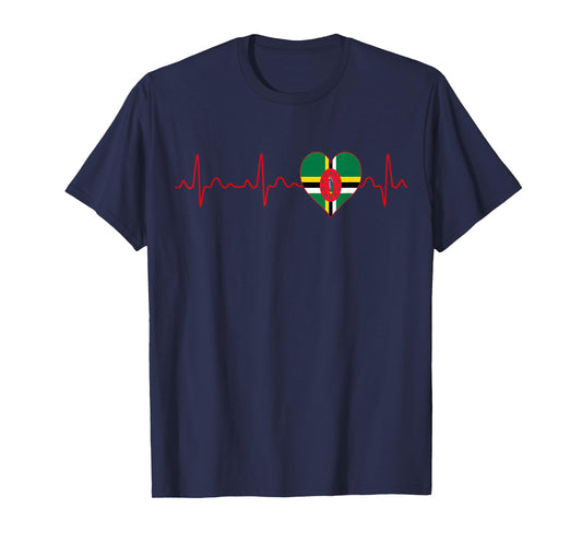 Dominica Flag Heartbeat EKG Patriotic National Souvenir T-Shirt