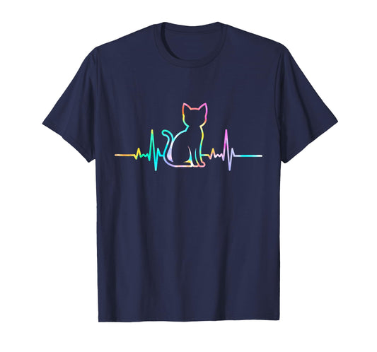 Cute Heartbeat Cat Lover Animal Silhouette T-Shirt