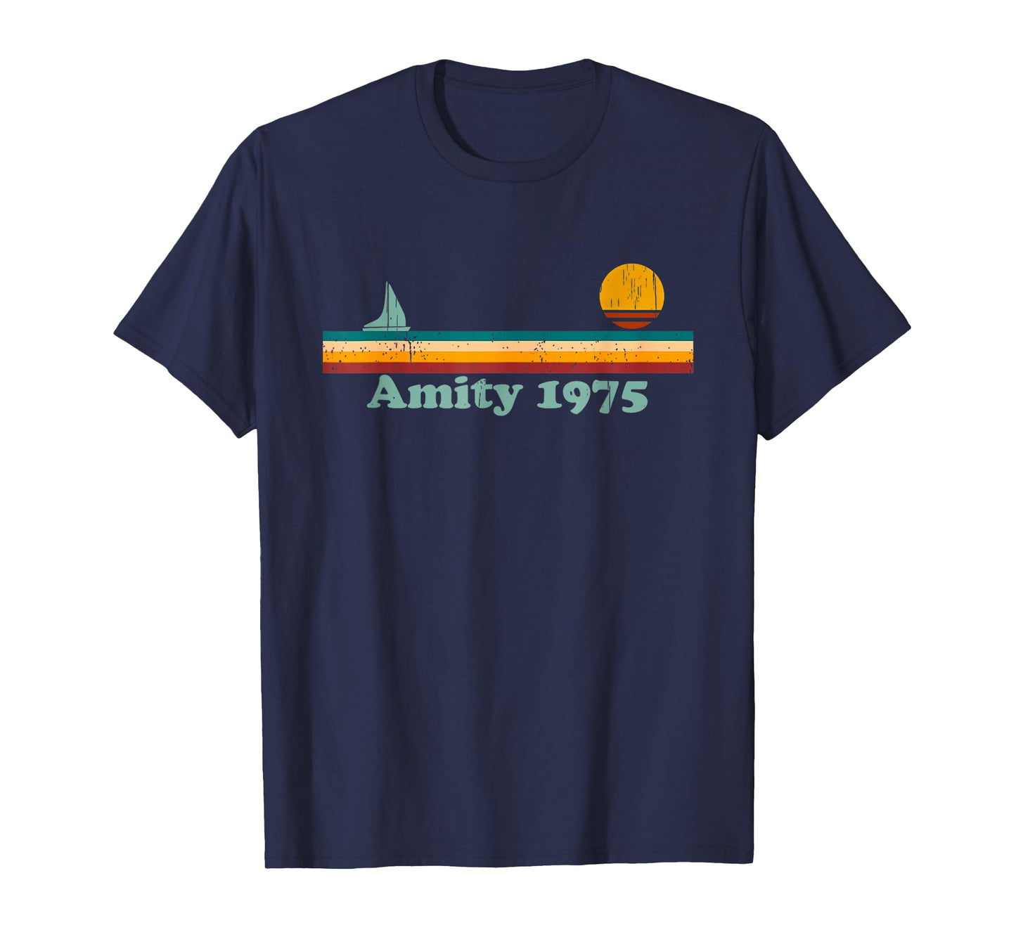 Amity 1975 Retro Sailboat and Sunset Design Gifts Idea T-Shirt