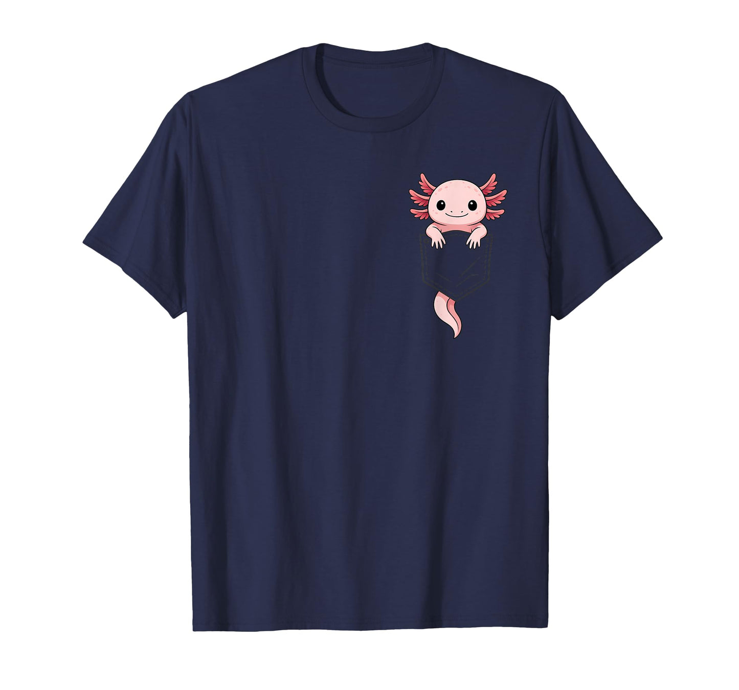 Funny Axolotl Peeking in Pocket Animal Lover Men Women Kids T-Shirt