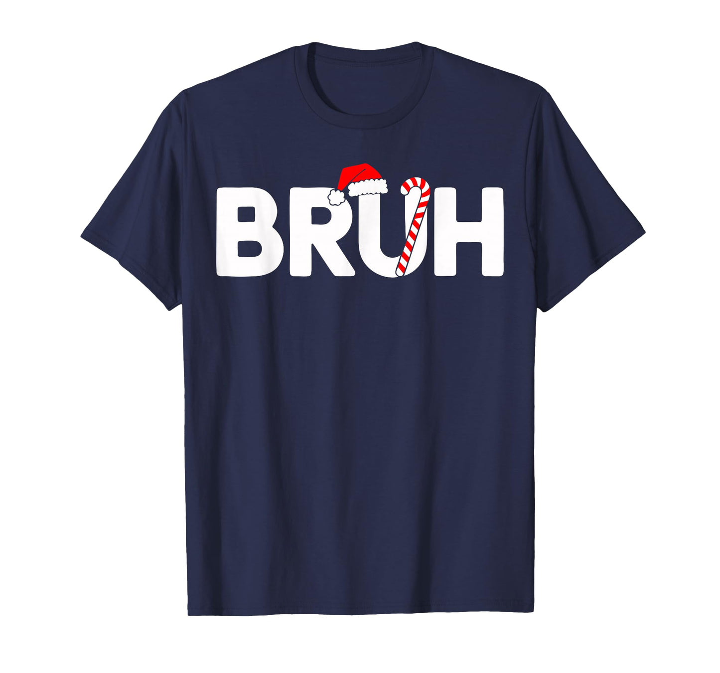 Bruh Funny Christmas Santa Hat Teens Boys Kids Xmas Pajamas T-Shirt