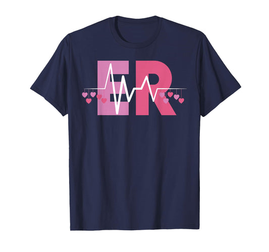 Emergency Department Heartbeat Heart Valentines Day ER Nurse T-Shirt