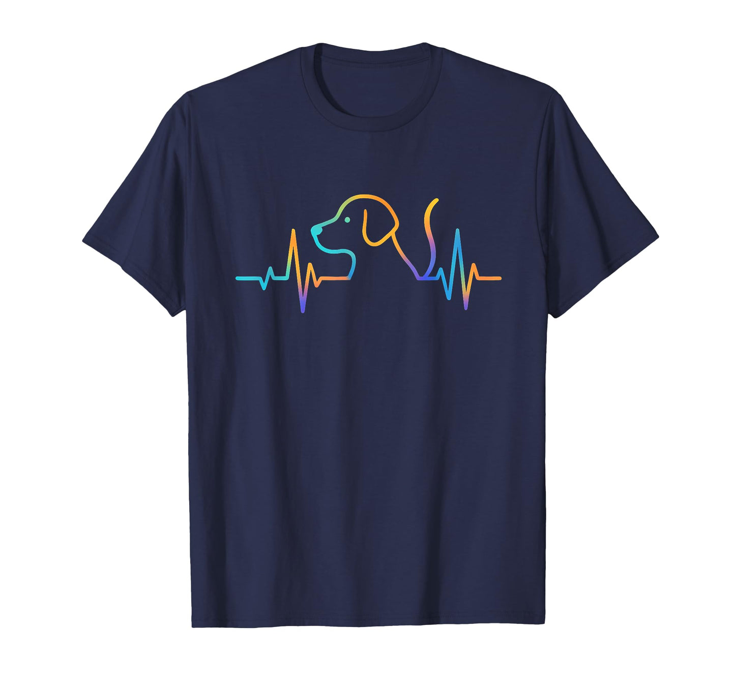 Dog Heartbeat Line Colorful Art for Men Kids Girl Dog Lover T-Shirt