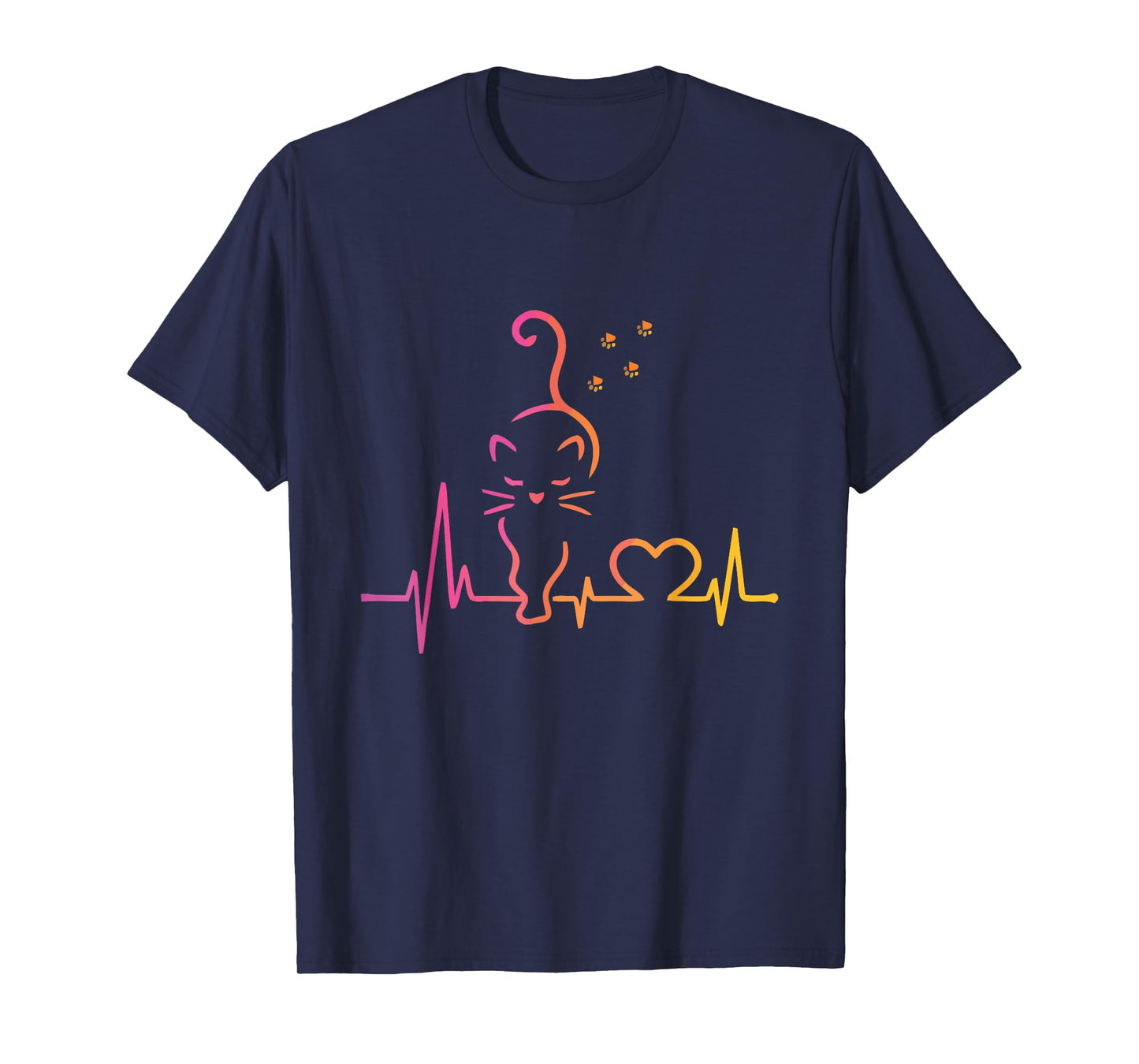 Heartbeat Cat Lover Animal Silhouette Cute Cat T-Shirt