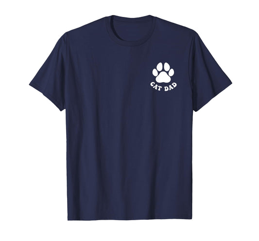 Cat Dad Cat Lover Funny Cat Minimalist Subtle Cat Pocket T-Shirt