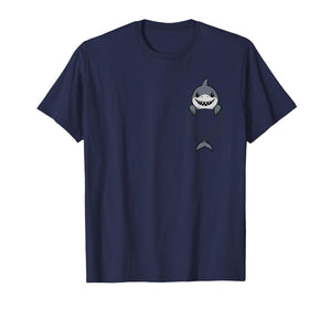 Funny Shark Peeking in Pocket Animal Lover Men Women Kids T-Shirt
