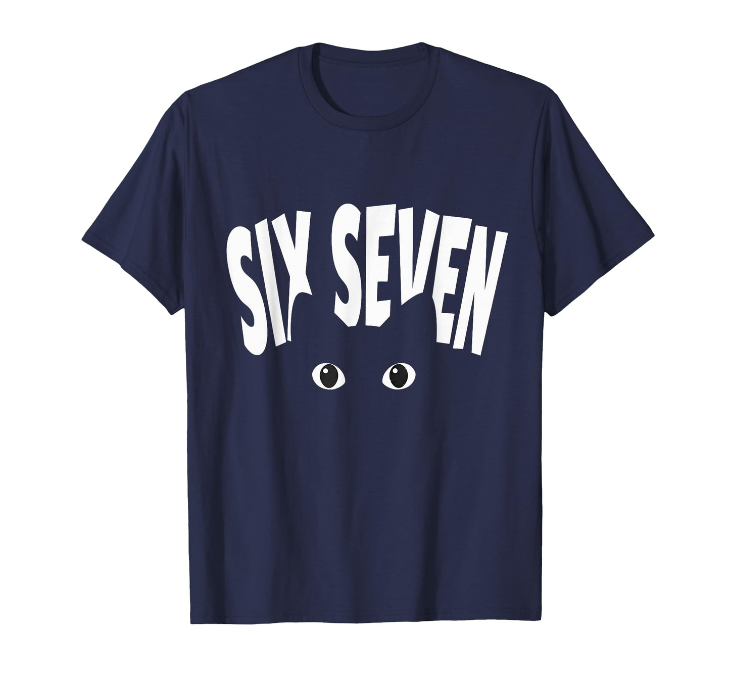 Funny 6-7 Meme Design Six Seven Peeking Cat Graphic T-Shirt
