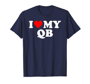 I Love My QB - Red Heart T-Shirt