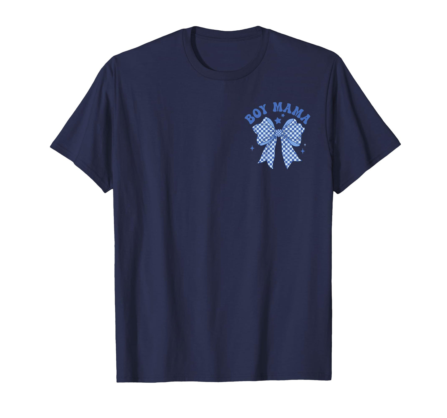 Boy Mama Coquette Bow Checkered Happy Mother's Day T-Shirt