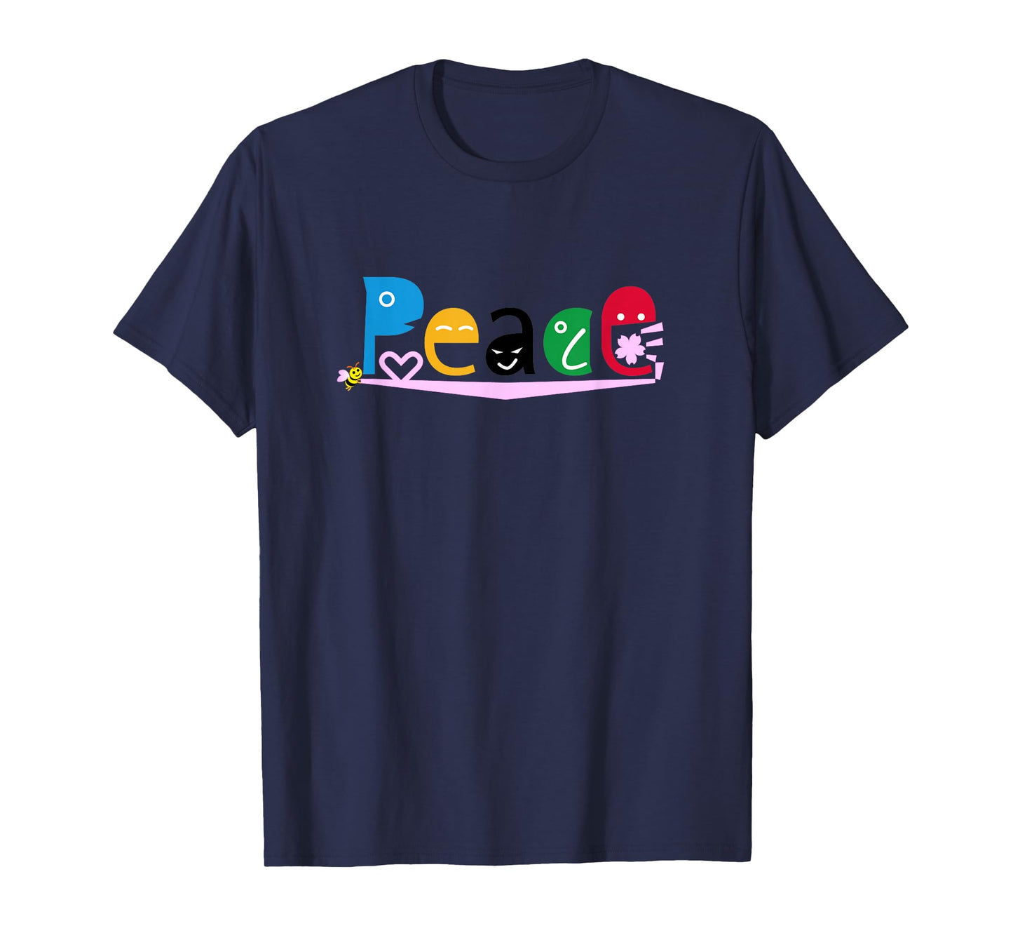 Ren-World 28 People's Dreams Diversity in All People Peaceful World Each Color Heart Cherry Blossom Honey bee Coexist with Nature T-Shirt