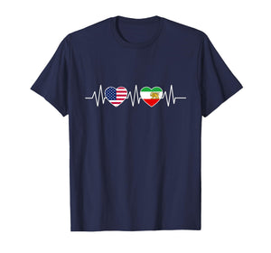 Persian American Flag USA Persia Heritage Heart T-Shirt