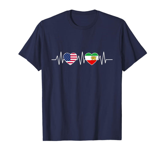 Persian American Flag USA Persia Heritage Heart T-Shirt