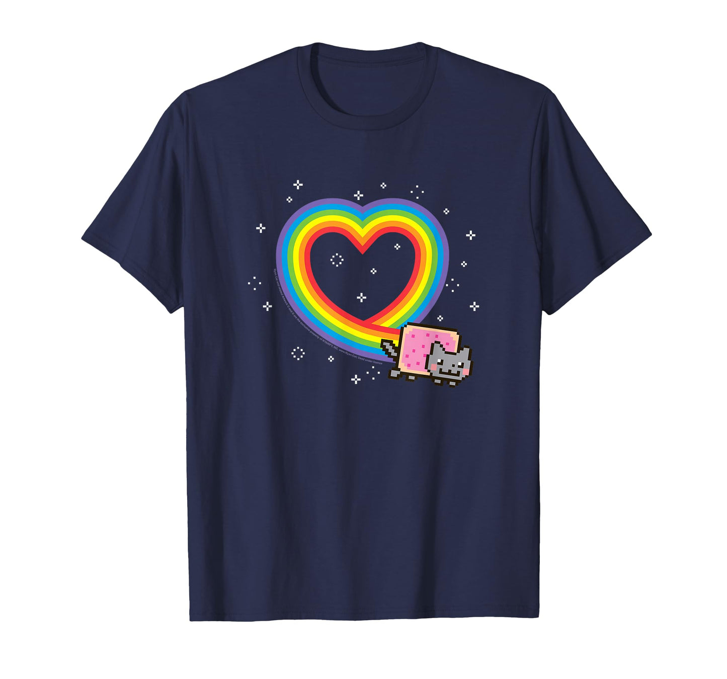 Nyan Cat Rainbow Heart with Sparkles Cute Internet Cat T-Shirt