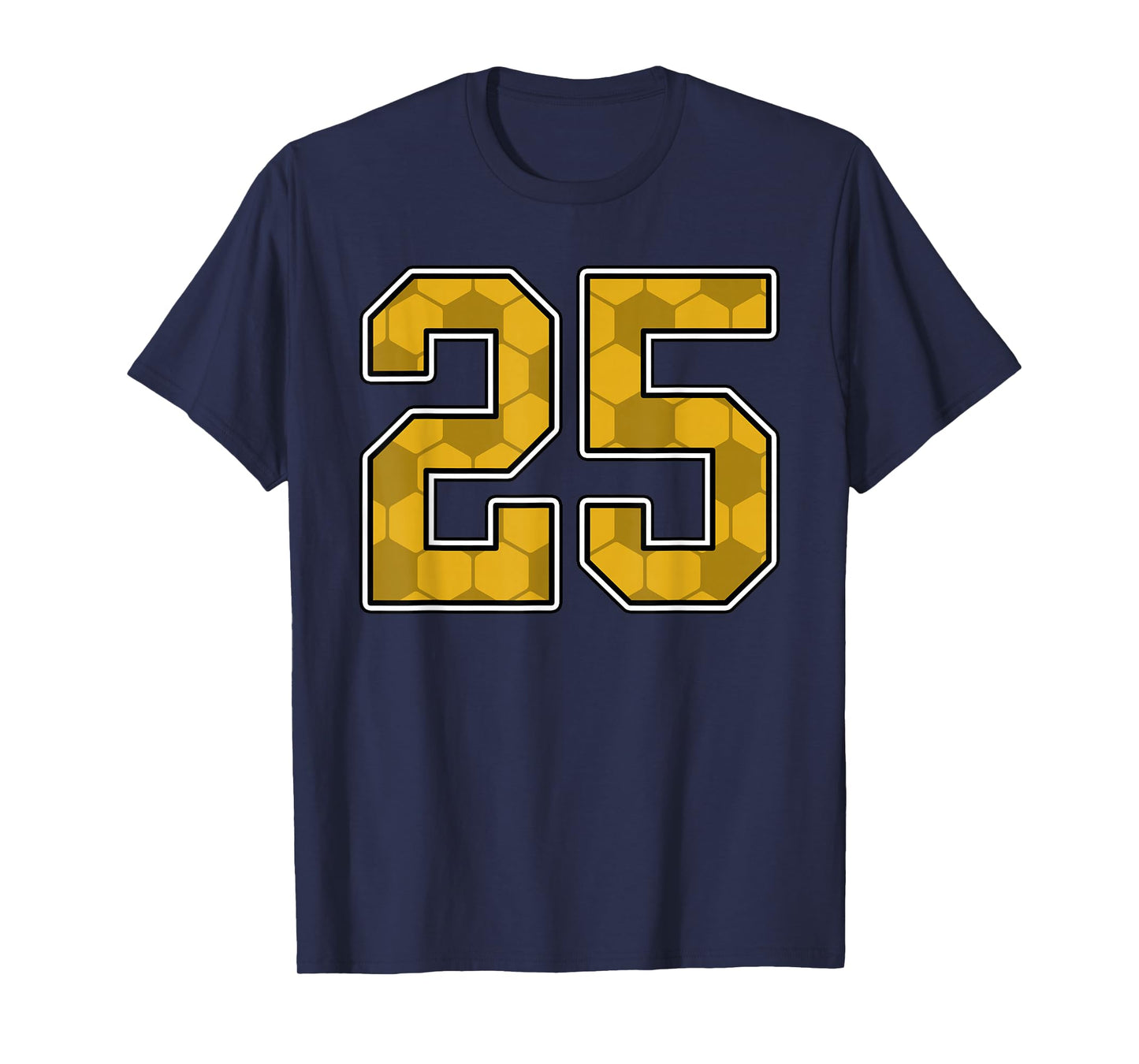 Gold Soccer Pattern Number 25 Jersey Player Uniform #25 T-Shirt