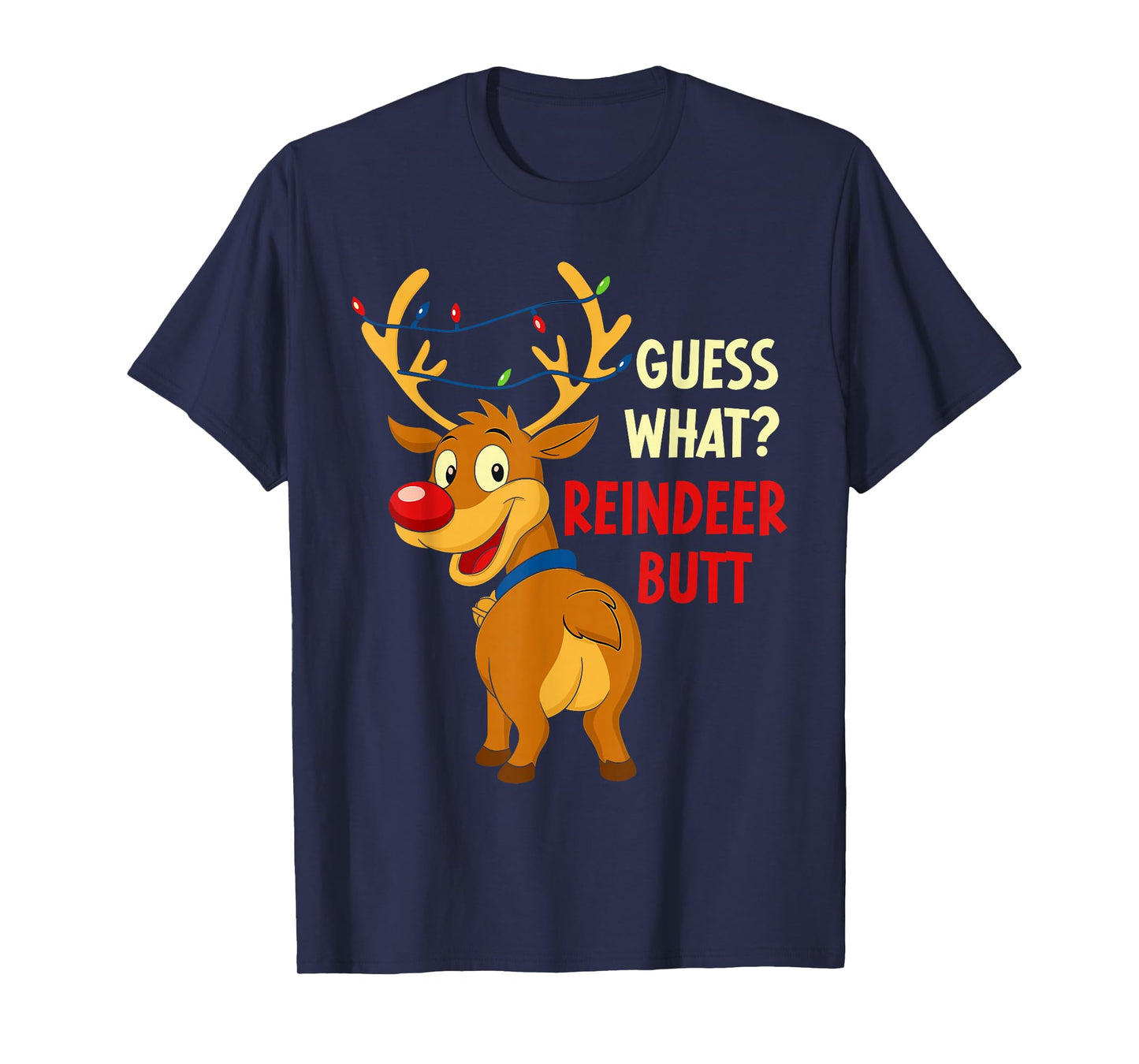 Funny Christmas Ugly Sweater Guess What Reindeer Butt Kids T-Shirt
