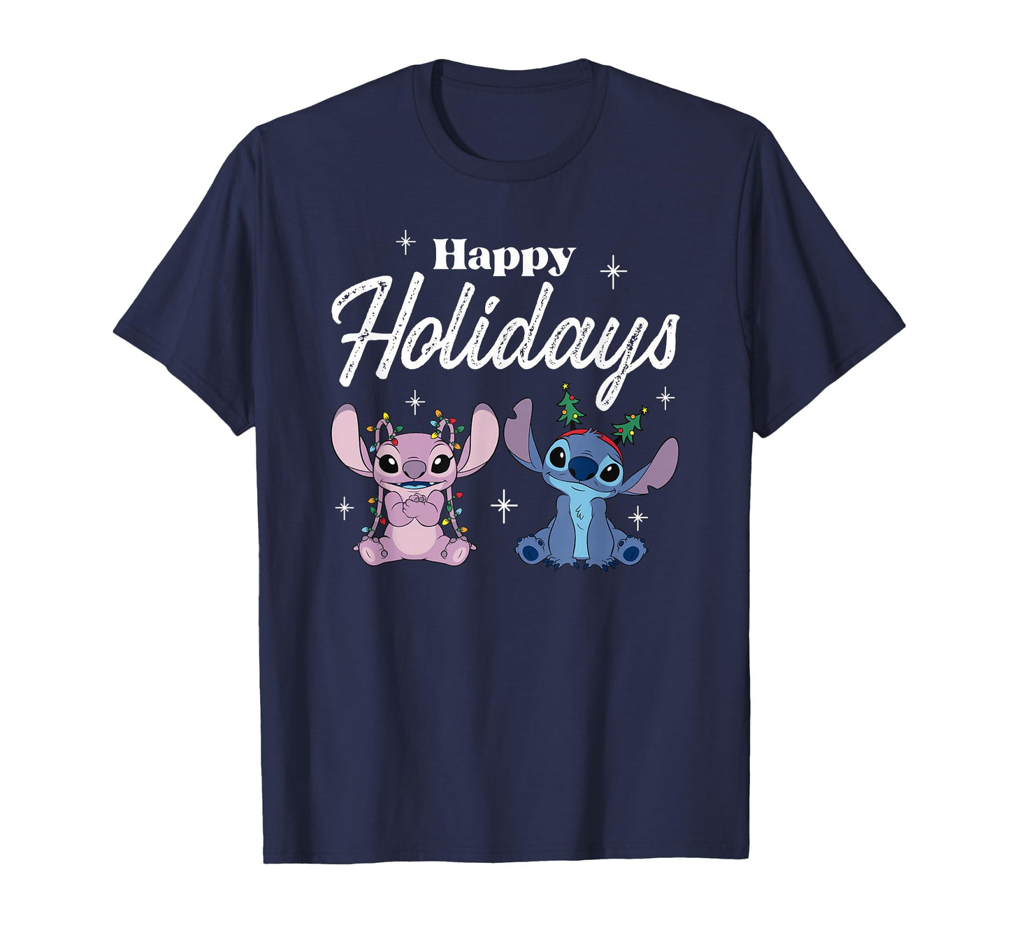 Disney Lilo & Stitch Christmas Happy Holidays Stitch & Angel T-Shirt
