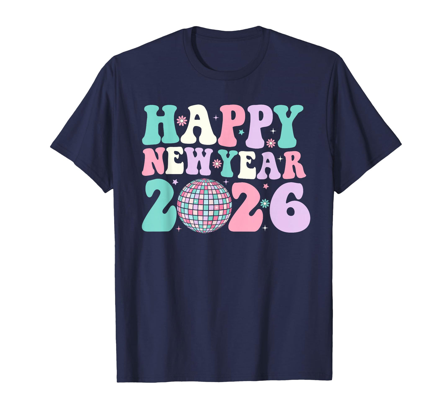 Groovy Happy New Year 2026 Fireworks New Year's Eve Party T-Shirt