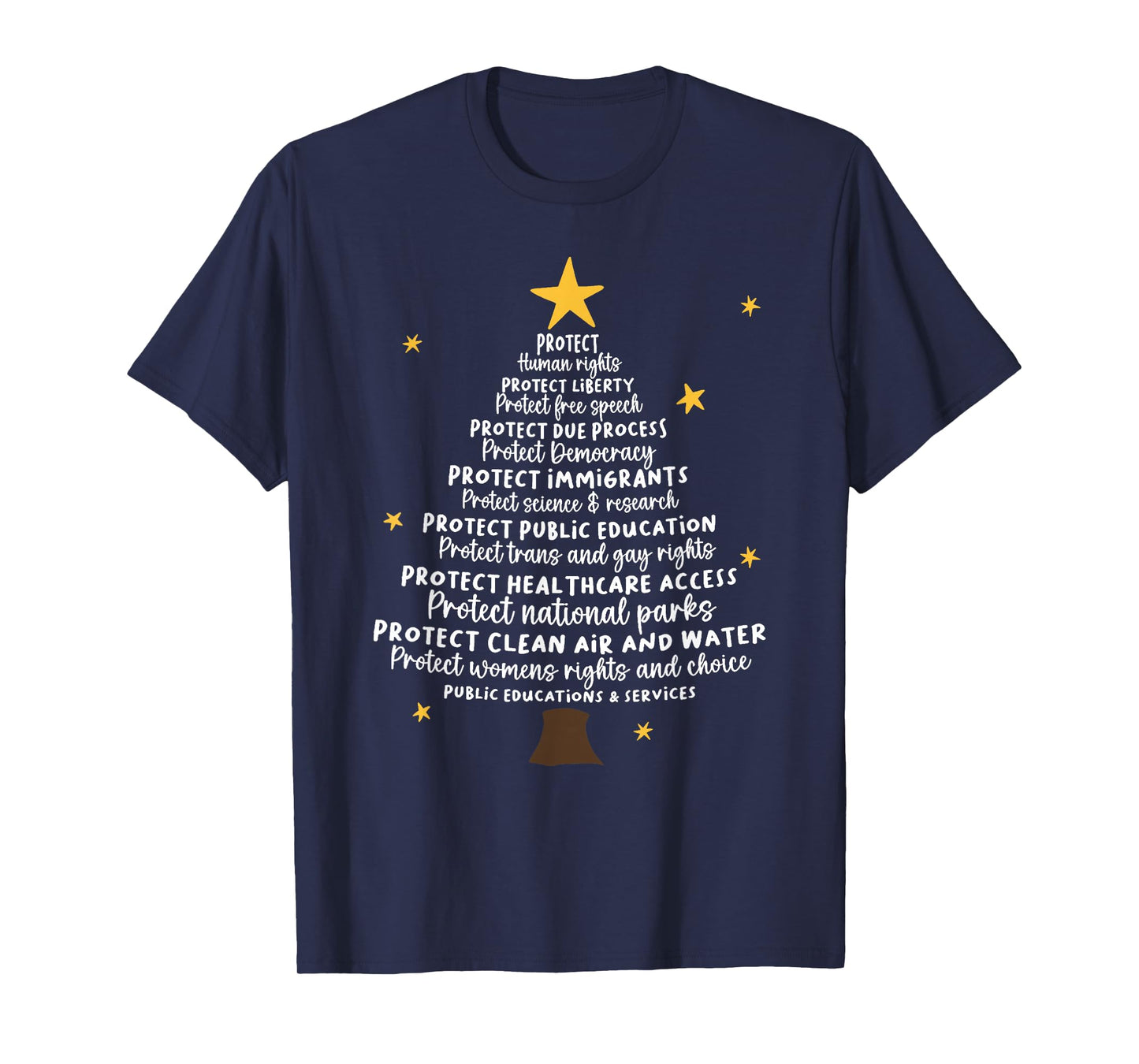 Protect Democracy Christmas Tree Subtle Anti Trump T-Shirt