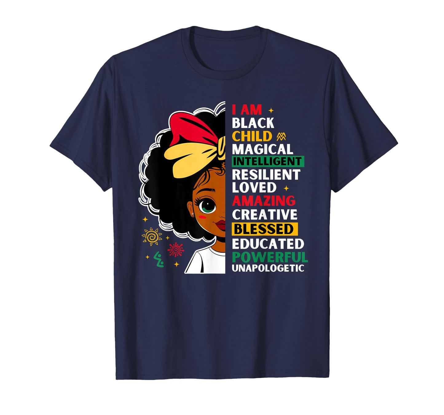 Black History Month African American Girls Kids Melanin T-Shirt